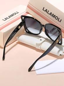 LALAMOLI 圆形全框时尚眼镜，奢华别致的高端质感，优雅女士夏季海滩派对渐变色度假礼物 - 彩色 - 查看 5