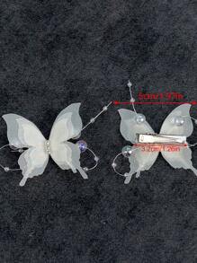 4pcs Women Elegant Butterfly Hair Clips, High-End Decorative Butterfly Hair Claw Clips, Princess Style Hair Accessories Hair Claws Hair Barrettes, School Stuff, Faux Pearl Hair Accessories, Stocking Fillers, Head Accessories - Multicolor - View 3