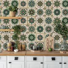 Pegatina de pared desmontable de cerámica, decoración del hogar, azulejo cuadrado de piso de PVC resistente al agua, se puede despegar y pegar - Multicolor - Ver 1