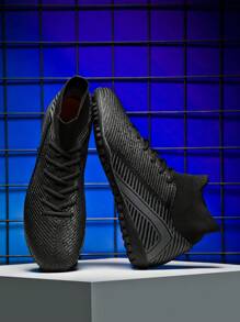 Youth Soccer Boots - Breathable, Non-Slip For Training And Competition, With Abrasion-Resistant Soles For Lace-Up Soccer Boots - Black - View 2