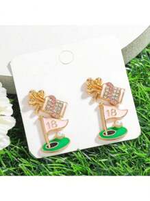 Set de 12 pares de pendientes de mujer con diseño de bolas deportivas con rhinestones, que incluyen baloncesto, aro de baloncesto, fútbol, pelota de golf, adecuados para usar en eventos deportivos diarios