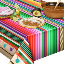 Is A Single-Pack Mexican-Themed Party Tablecloth, Suitable For Carnivals, Taco Nights, Birthday Parties, And Other Mexican-Themed Party Supplies. It Measures 51.2 X 86.6 Inches And Is A Disposable Tablecloth. - Multicolor - View 2