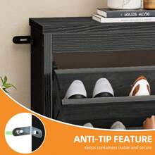 Shoe Cabinet Storage W/ 4 Flip Drawers Sneakers Rack Organizer, Farmhouse Wooden Shoes Storage Organizer For Entryway, Hallway, Closet, Decor Furniture
