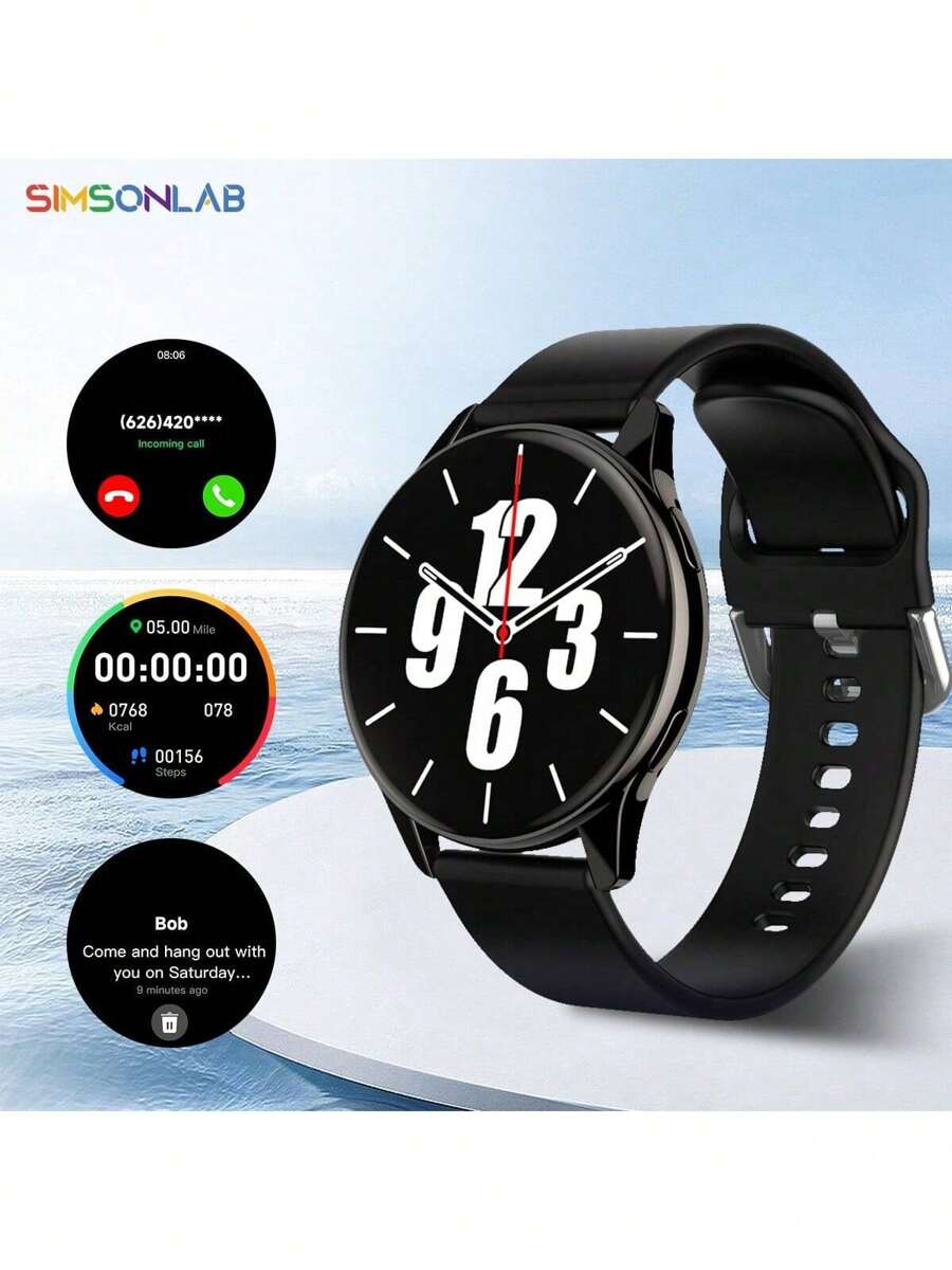 SIMSONLAB 2025 新款智能手表功能：3D动态可定制表盘 + AI语音助手、语音通话和天气预报、音乐伴侣 + 活动追踪（步数/卡路里/距离）、多种运动模式 + 通知和久坐提醒 - 彩色 - 查看 1