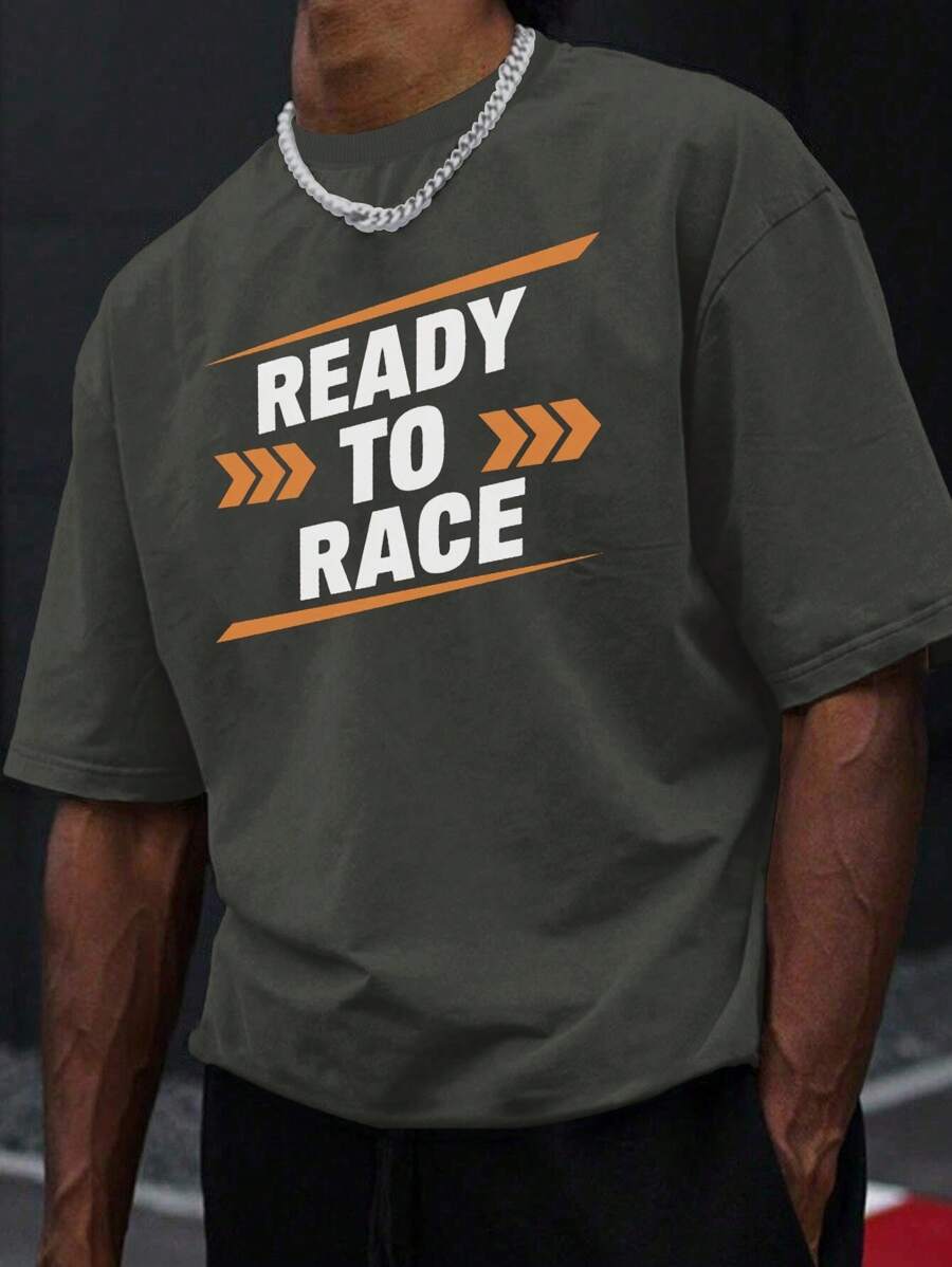 READY TO RACE Pure Cotton Men's T-Shirt Comfort Fit - Dark Grey - View 1