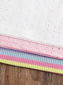 3 pezzi canottiere a costine jacquard a righe arcobaleno per ragazze, di moda e casual