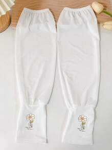 1 Pair Women Sunflower & Rabbit Solid Color Knitted Arm Sleeves Cooling Sleeve Covers, Sun Protection - Sleeves - View 8