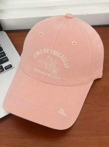1pc Heren Effen Kleur Engels Bloemen Geborduurde Baseball Cap, Mode & Lichtgewicht Ademende Gebogen Rand Hoed, Geschikt Voor Buitensporten, Wandelen, Paardrijden, Vakantie, Zonbescherming, Casual Dagelijkse Kleding