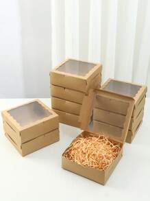 2/5pcs/10PCS/20pcs White/Pink/Black/Brown Gift Box With Transparent Windows - Perfect For Christmas Party Gifts, Wedding Souvenirs And Hand-Written, Sturdy Cartons For Display | Transparent Window Design | Durable Gift Box, Gift Box