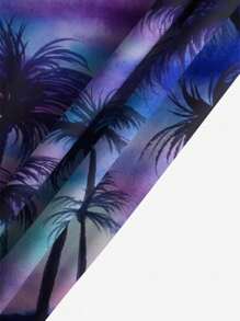 男士夏季泳衣沙滩短裤夏威夷度假休闲户外椰子树和热带植物3D数码印花日常休闲度假单层抽绳沙滩短裤