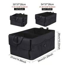 1pc Car Trunk Organizer For SUV Backseat Waterproof Car Storage Organizer Foldable Rear Seat Storage Box With Adjustable Strap Black