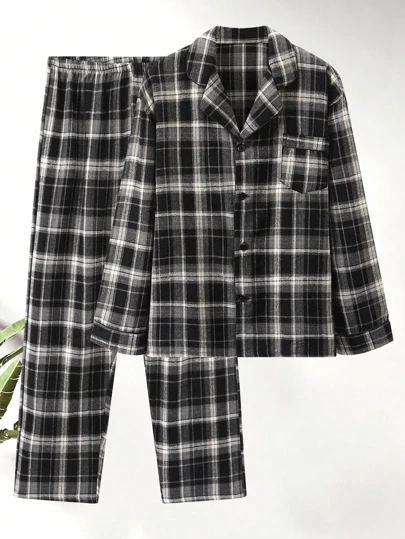 新款时尚大码男士秋冬睡衣套装