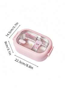 1 Stück individuell gestaltbare Französisch-Pommes & Burger Bento Box, tragbar für Outdoor, Reisen, Studenten, Büromitarbeiter, täglichen Gebrauch, Material aus Edelstahl, mehrere Optionen, Cartoon-Stil, trennbare Behälter 25,5*14,5*8cm/8,8*5,7*3,1 Zoll