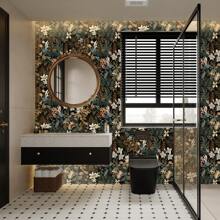 1 Roll Retro Dark Floral Self-Adhesive Wallpaper, PET Seamless Removable Contact Paper, Waterproof And Easy To Peel, No Residue, Plant Mural, Moisture-Proof Wall Protector, Easy To Cut And Install, Straight Match, Simple Home Decor For Living Room, Kitchen, Bedroom And Furniture Makeovers - Multicolor - View 1