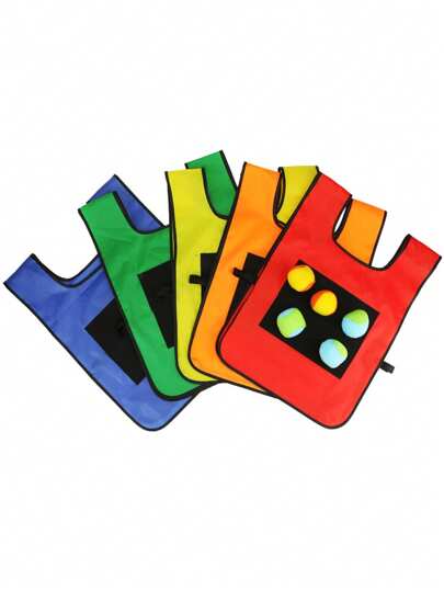 1 Set Kids Sticky Vest & Balls, Kindergarten Parent-Child Interactive Toy, Outdoor Throwing Sticky Target Training Equipment Toy, Suitable For Children Outdoor Multiplayer Interactive Games (Ball Color Random)