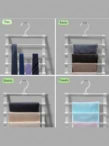 2pcs Stainless Steel Pants Rack, Multi-Layer Seamless Storage Pants Rack, Multifunctional Pants Rack, Cloud Ladder Hanging Pants Folding Pants Rack, Multi-Layer Folding Pants Hanger, Suitable For Wardrobe, Wardrobe Storage And Wardrobe Storage Pants Rack, Anti Slip, Can Store Pants, Jeans, Skirts, Scarves, Leggings