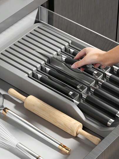 1 Stück multifunktionaler Messer-Organizer für die Küche, Halterung mit Abtropfschale zum Sortieren und Aufbewahren