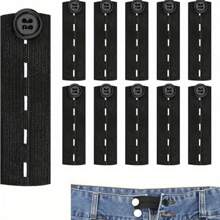 2pcs Button Extender For Jeans, Adjustable Pants Button Extender Pregnancy Pants Extender Waist Extenders For Pants For Women Men Waistband Expanders (Black, One Size)