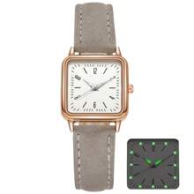 Square Ladies' Luminous Watch Simple & Delicate Women's Quartz Watch Women's Fashionable Simple Square Dial Wristwatch With Numerical Markers And Leather Strap Suitable For Daily Wear And Suitable For Birthday Gift, Anniversary Gift