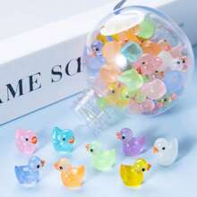 9pcs Glow-In-The-Dark Turtle & Duck Aquarium Decor Ornaments