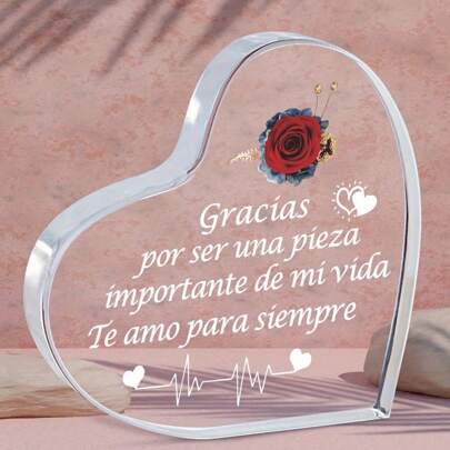 1 pieza, Regalo con texto "Te Amo" en español para ella o él, regalo para el Día de San Valentín, novia, esposa, cumpleaños, aniversario de boda, recuerdo, placa acrílica con mensaje de amor, regalo para novio, esposo, te extraño, regalos para Acción de Gracias, Navidad