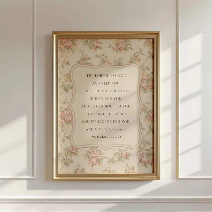 1 tấm vải canvas không khung Chúa ban phước cho bạn nghệ thuật treo tường in hình trích dẫn Kinh thánh tối giản hoa thẩm mỹ trang trí phòng trẻ em cổ điển cho ký túc xá, căn hộ, phòng ăn, trang trí nhà hiện đại - Nhiều màu - Xem 1