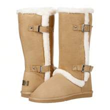 Women's Snow Boots Fleece Lined Solid Color Mid-Calf Flat Snow Boots For Winter Mid Calf Winter Snow Boots With Buckle - Lạc đà - Xem 5