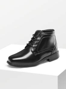 Boys Dress Ankle Boots Lace-Up Formal School Shoes With Size Zipper - Black - View 5