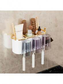 1 conjunto de porta-escovas de dentes e copo, organizador criativo para escovas de dentes e enxaguantes bucais, para pendurar na parede, para organização de banheiro, decoração para casa e banheiro, verão, volta às aulas