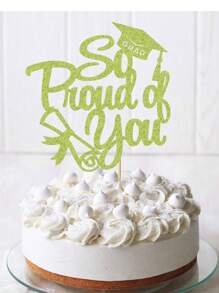 1pc "So Proud Of You" Graduation Cap, Diploma Certificate Paper Cake Topper, Graduation Theme Party Cake Decor Supplies - Multicolor - View 16