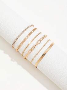 Set da 6 braccialetti alla moda minimalisti punk, adatti per uso quotidiano delle donne (lunghezza regolabile, non in base al numero di perle)