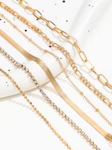 Set da 6 braccialetti alla moda minimalisti punk, adatti per uso quotidiano delle donne (lunghezza regolabile, non in base al numero di perle)