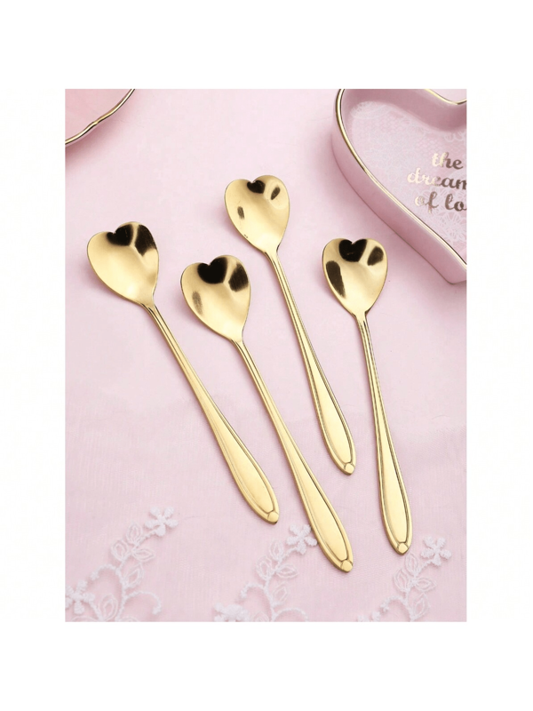 20/12/4pcs Stainless Steel Short Handle Flower & Heart Shaped Coffee Stirring Spoon, Suitable For Mugs, Christmas Gifts, Wedding Favors, Dessert/Coffee Spoon, Kitchen Tools Back To School
