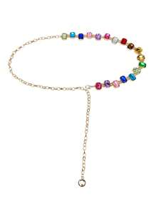 1pc Premium Colorful Crystal Studded Waist Chain Dress Accessory Summer, School Fall, Autumn, Halloween - Multicolor - View 5