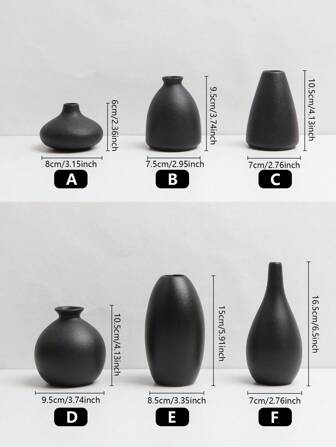 1 pieza Pequeño jarrón de flores de cerámica negra, centro de mesa para bodas, arreglo de plantas, maceta para el hogar, sala de estar, decoración de escritorio, decoración del hogar, decoración de vuelta al colegio, suministros escolares, jarrón de vidrio