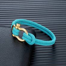 1pc Nautical Rope Bracelet With Stainless Steel Gold Horseshoe Clasp, Unisex Gift - Horseshoe Buckle - View 4
