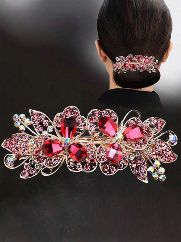 1 stuk elegante haarspeld met strass-bloem - vintage en minimalistische stijl, geschikt voor alle seizoenen, verjaardagscadeau en casual feestje, haaraccessoires, haarspeldjes, haarspeldjes, klauwen, haarklemmen