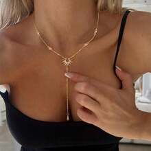 1 pièce Collier pendentif en cristal de style bohème de forme Y, collier de plage doré argenté, bijoux pour femmes