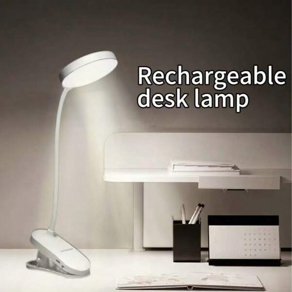 1pc Clip Base Desk Lamp, Convenient Dimmable&Color Temperature Adjustable LED Lamp For Dorm Room, Bedroom, Writing, Reading