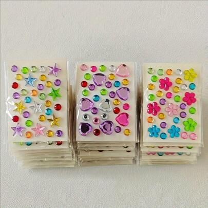 6/12 hojas de pegatinas de gemas para joyería, lentejuelas autoadhesivas, libro, botella de agua, multicolor, diseños 3D estereoscópicos, manualidades DIY, pegatinas para uñas, pegatinas para granos, maquillaje, papelería