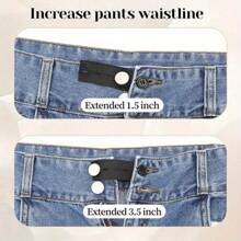 2pcs Button Extender For Jeans, Adjustable Pants Button Extender Pregnancy Pants Extender Waist Extenders For Pants For Women Men Waistband Expanders (Black, One Size)