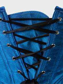 Corsets For Women Overbust Bustiers Top Embroidery Peacock Nobility Feather Burlesque Halloween Costume - Blue - View 5