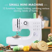 609A Mini Sewing Machine, Electric 12-Stitch Sewing Machine With Foot Pedal And Sewing Kit, UK Plug, Ideal For Easter Sewing Projects - White - View 2