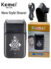 Kemei Rasoir électrique KM-T366 nouveau pour hommes, de type C rechargeable, rasoir à tête foisonnante pour barbe, tête rasée, rasage pour cadeau d'anniversaire d'homme