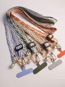 1pc Long Woven Rope Crossbody Strap With Pearl Pendant, Women Fashion Braided Phone Lanyard, Necklace Strap For Outdoor Travel Phone Protection Gifts For Mother, Family, Friends, Birthday, Holiday Phone Charm, Phone Chain - Multicolor - View 7