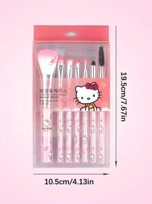 Sanrio Set di 7 pennelli trucco Hello Kitty di Sanrio, pennelli morbidi e portatili per il trucco