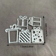 礼品盒金属切割模具、DIY 剪贴簿相册和压花模板、贺卡制作工具、卡片纸切割工艺品、礼品卡制作模板模切 - 銀色 - 查看 7