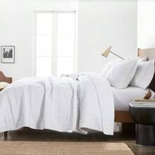 R.SHARE Blue Quilt Twin Size Bedding Sets With Pillow Sham, Lightweight Soft Bedspread Coverlet, Basket Weave Quilted Blanket Thin Comforter Bed Cover All Season, 2 Pieces, 68x90 Inches