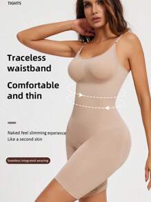 Kvinnor Shapewear One-Piece Jumpsuit, hög elasticitet midjeträning Butt Lifter - Aprikos - Visa 5