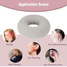 Ear Piercing Pillow For Side Sleepers, Ear Pillows With Holes For Pain, Earring Inflammation Pressure Sores, Cotton Earring Pillow For CNH Side Sleepers - Khaki - View 6